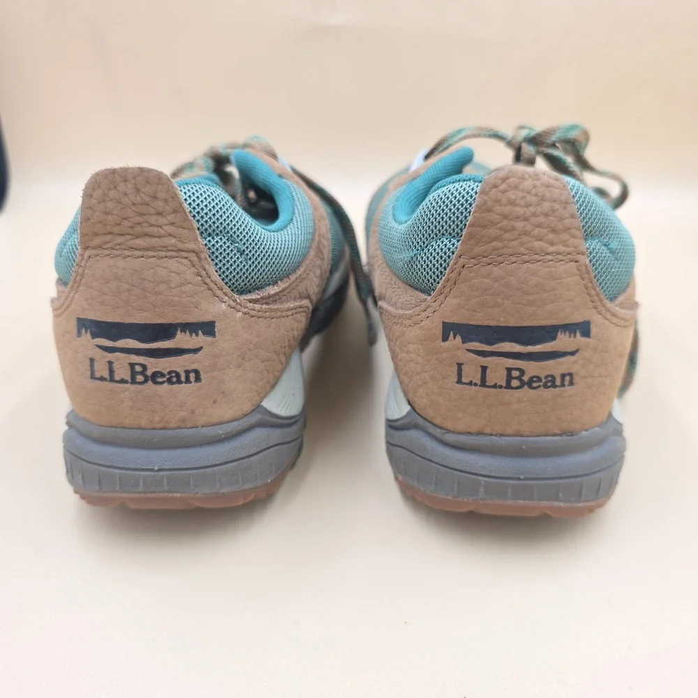 LL Bean Mountain Classic Womens Green Mesh Lace Up Rugged Hiking Shoes Size 8 M